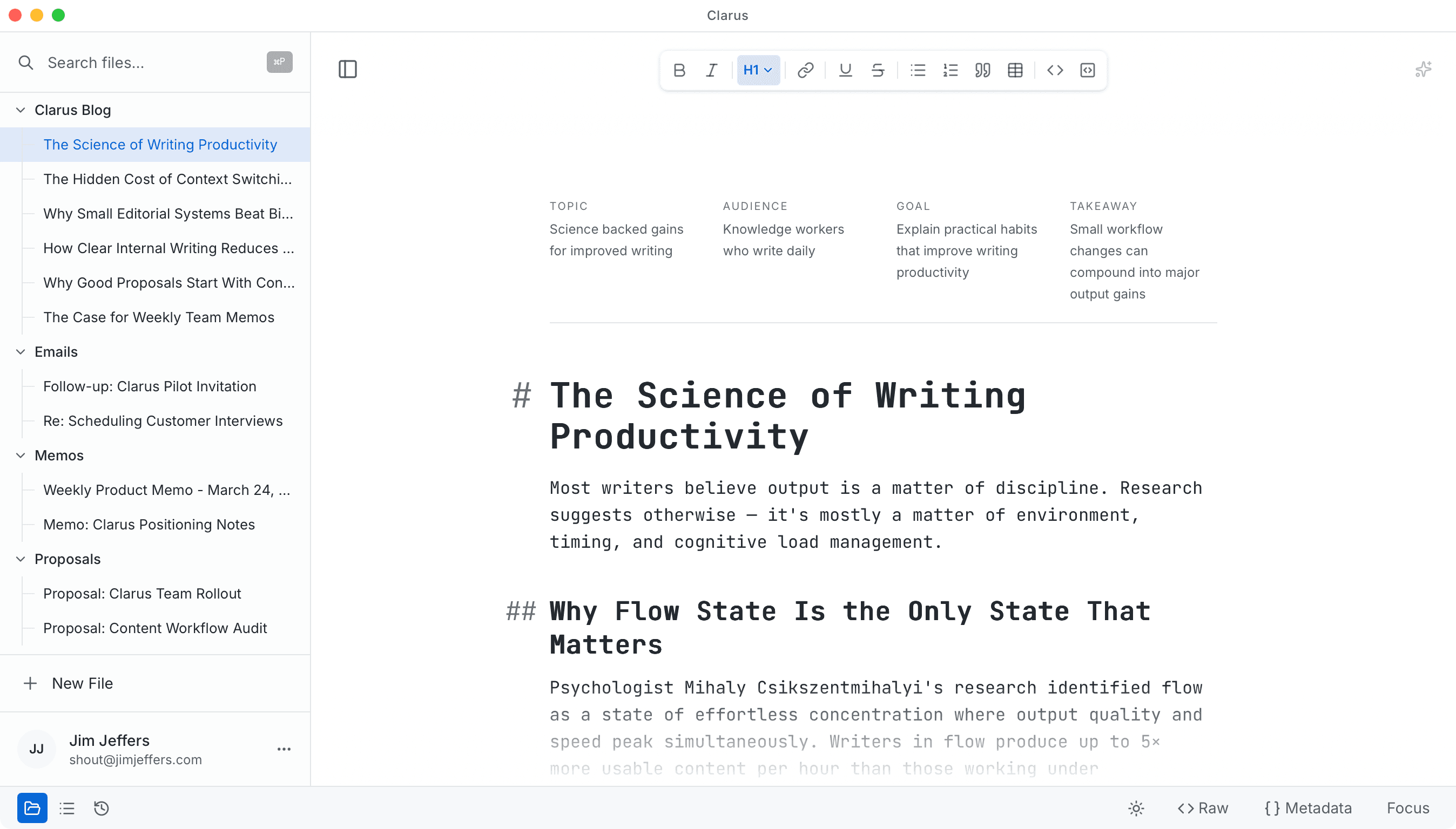 Clarus for Journalers — Write Every Day screenshot